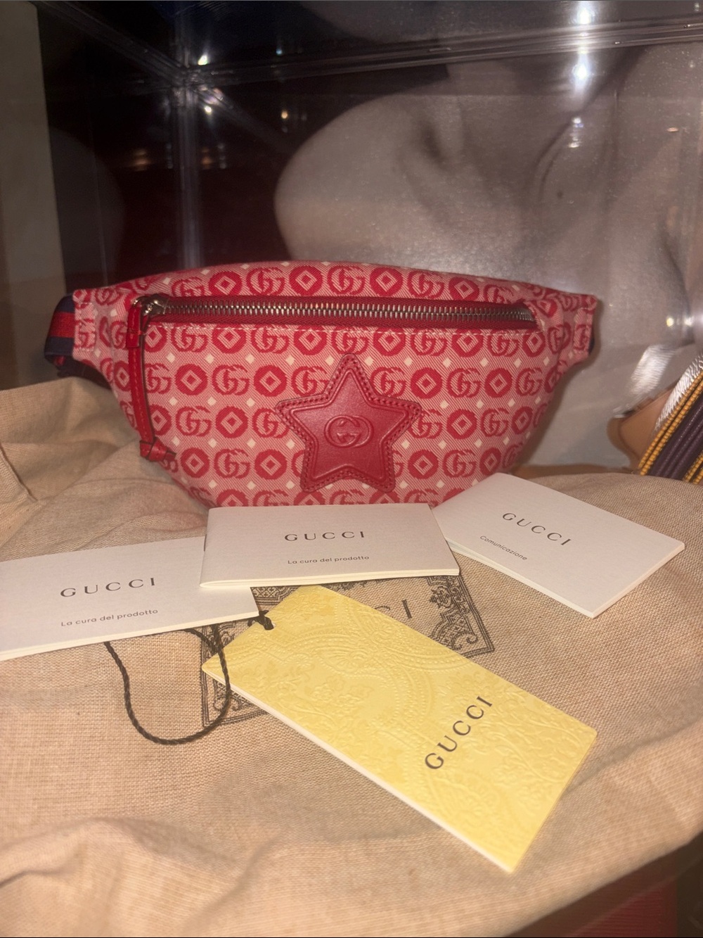 NEW Gucci monogram GG AUTHENTIC Red Belt Bag BUM WAIST WITH TAGS AND DUSTBAG